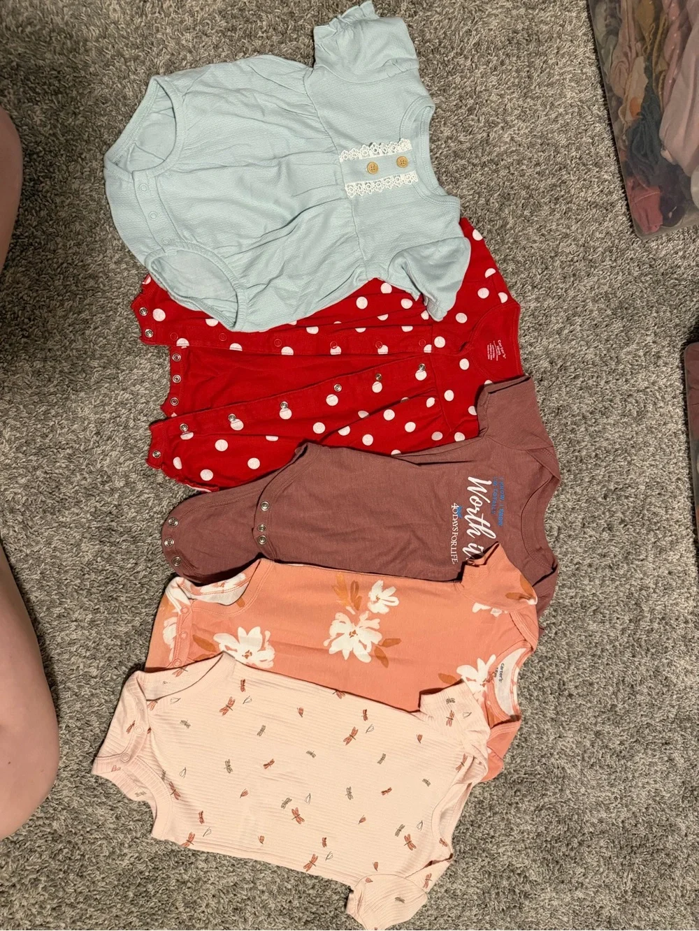 Baby Girl Onesie Bundle - Mint, Red Polka Dot, Rust, Coral & Cream